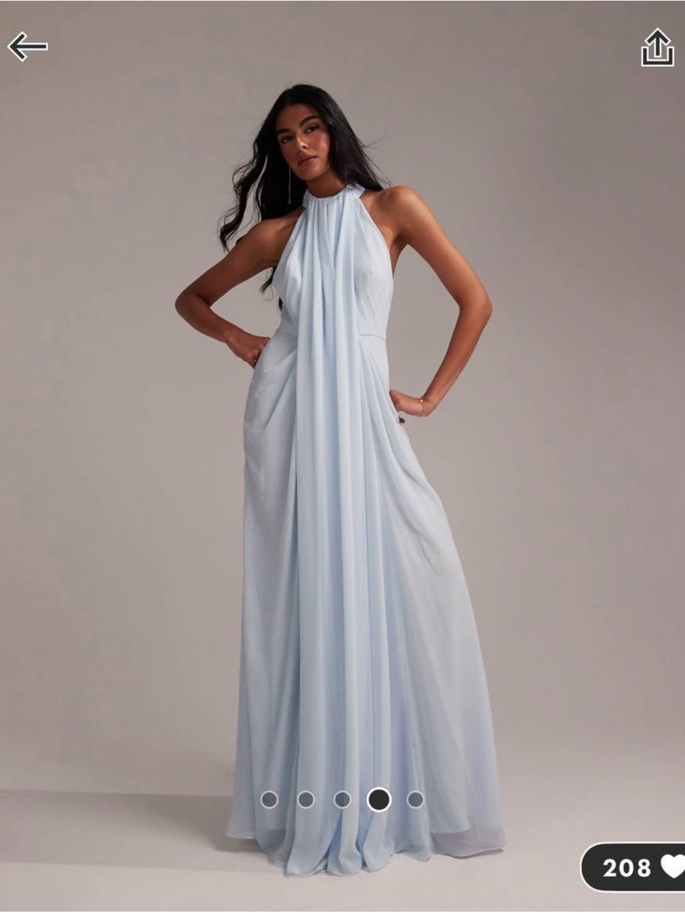 ASOS Pale Blue Halter Maxi Dress - Picture 2 of 7